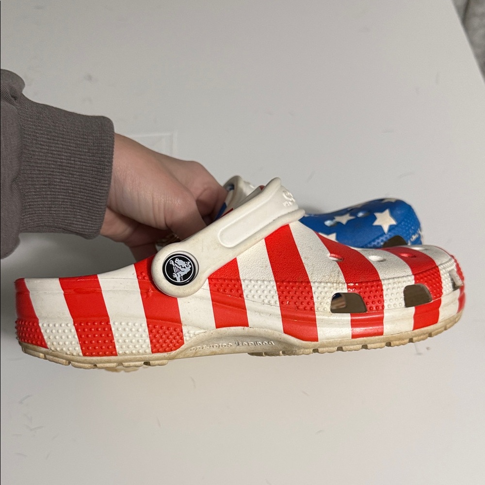 CROCS Red and Blue Star-Stripe Clogs - Picture 5 of 5